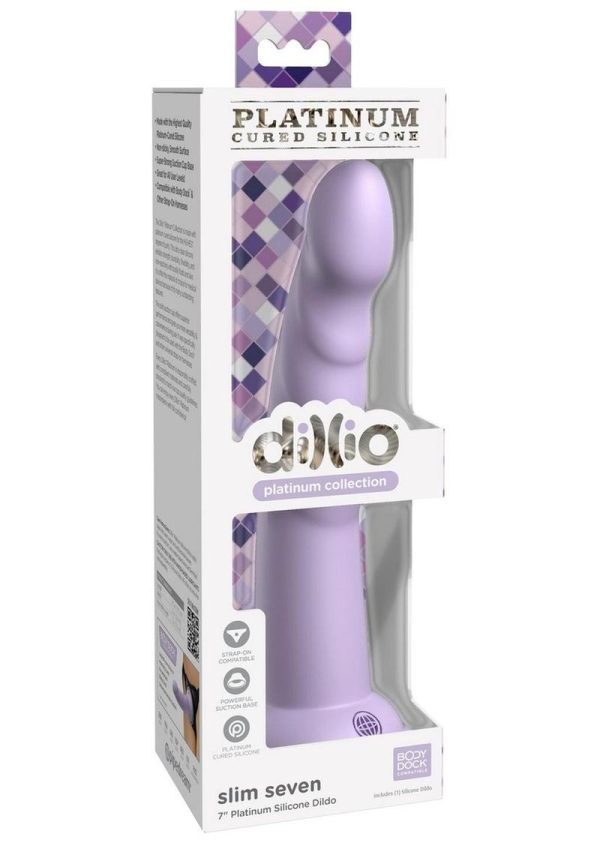 Dillio Platinum Slim Seven Silicone Dildo 7in - Lavender