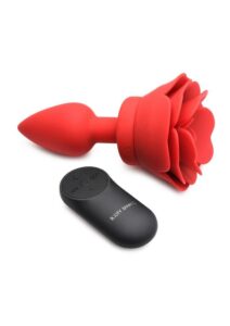 Booty Sparks 28X Rechargeable Silicone Vibrating Rose Anal Plug with Remote Control - Small - Red