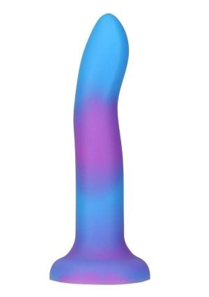 Addiction Rave Silicone Glow In The Dark Dildo 8in - Blue/Purple