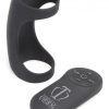 Trinity Men 7X G-Shaft Silicone Rechargeable Cock Ring with Remote Control - Black
