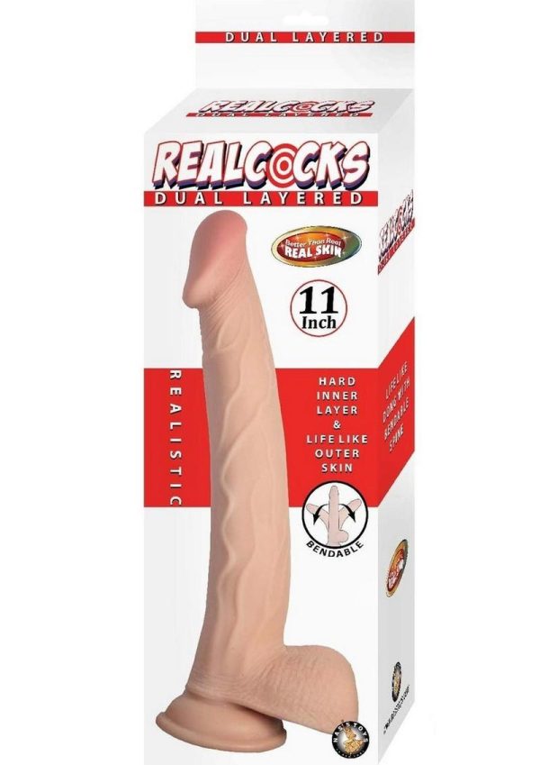 Realcocks Dual Layered Bendable Dildo 11in - Vanilla