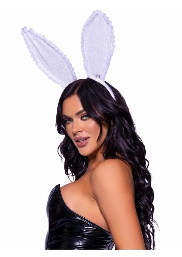 Leg Avenue Ruffle Bunny Ears - O/S - White