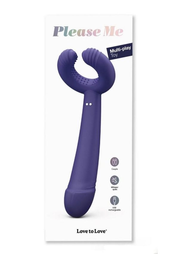 Please Me Rechargeable Silicone Vibrator - Moonlight Indigo