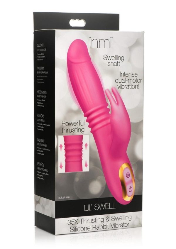 Inmi Lil` Swell 35X Thrusting and Swelling Rechargeable Silicone Rabbit Vibrator - Pink