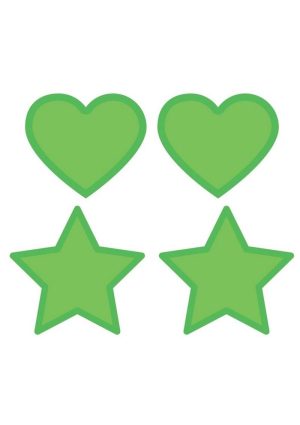 Peekaboo Glow In The Dark Hearts and Stars Pasties - Green