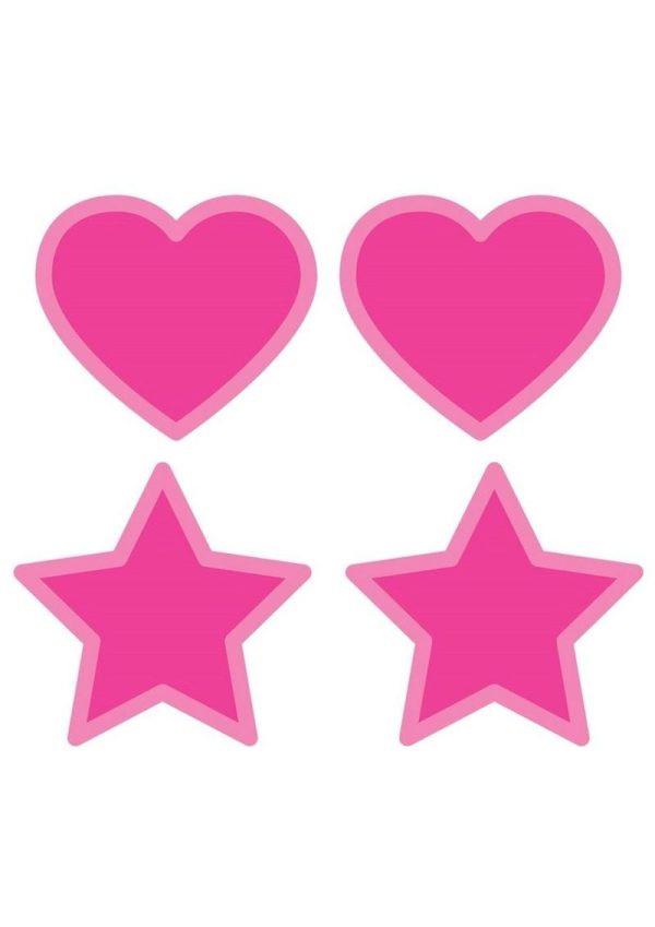 Peekaboo Glow In The Dark Hearts and Stars Pasties - Hot Pink