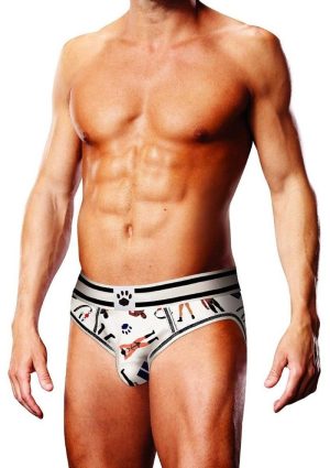 Prowler Spring/Summer Leather Pride Open Brief - Small - White/Black