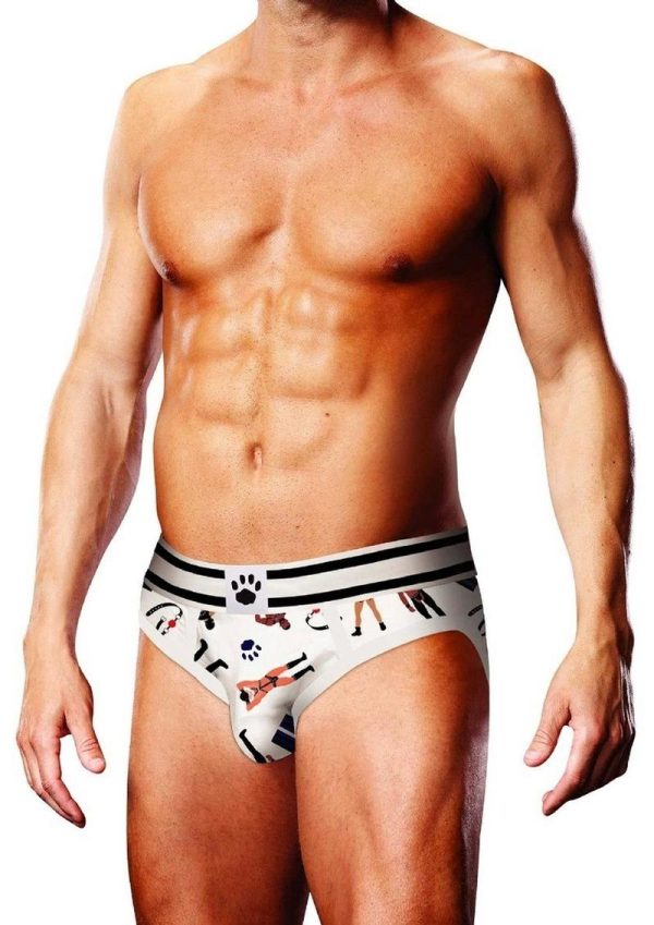 Prowler Spring/Summer Leather Pride Brief - Small - White/Black