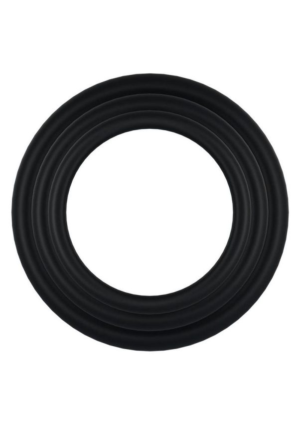 Rock Solid Tri-Pack Rubber Gasket Cock Ring - Black