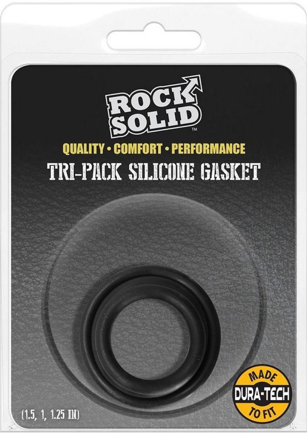 Rock Solid Tri-Pack Silicone Gasket Cock Ring - Black