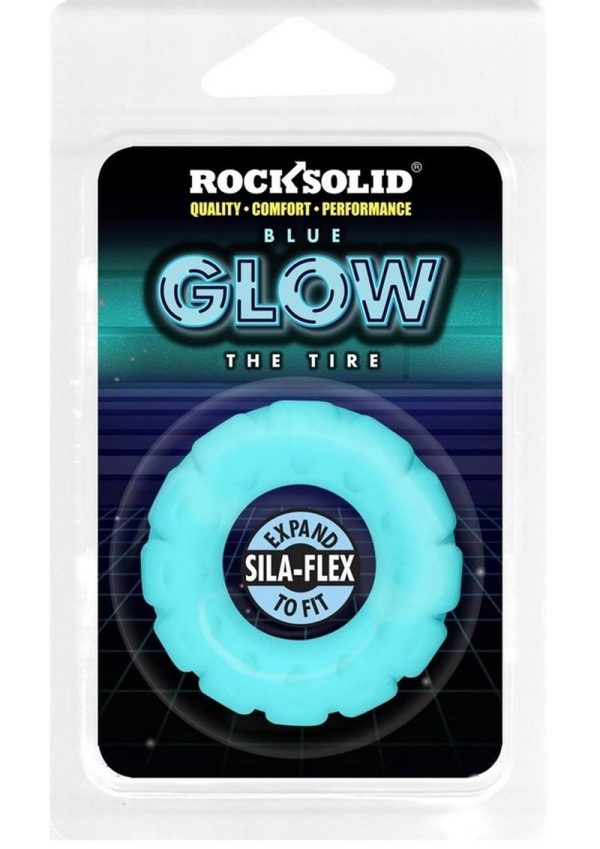 Rock Solid The Tire Silicone Glow in the Dark Cock Ring - Blue