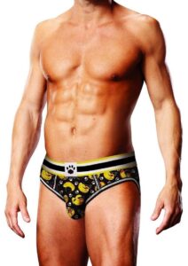 Prowler Spring/Summer BDSM Rubber Ducks Open Brief - Small - Black/Yellow