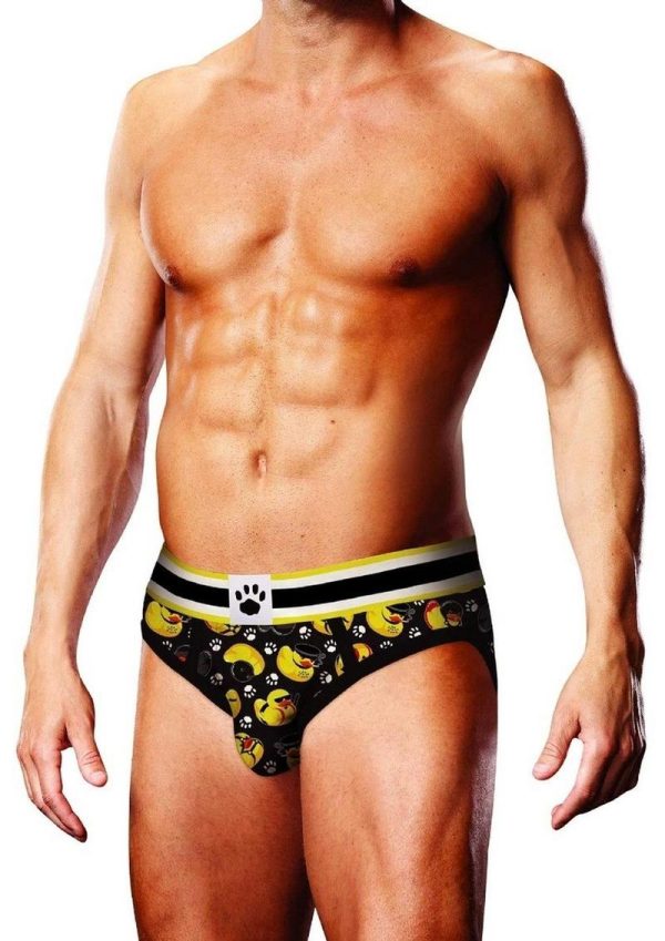 Prowler Spring/Summer BDSM Rubber Ducks Brief - Small - Black/Yellow