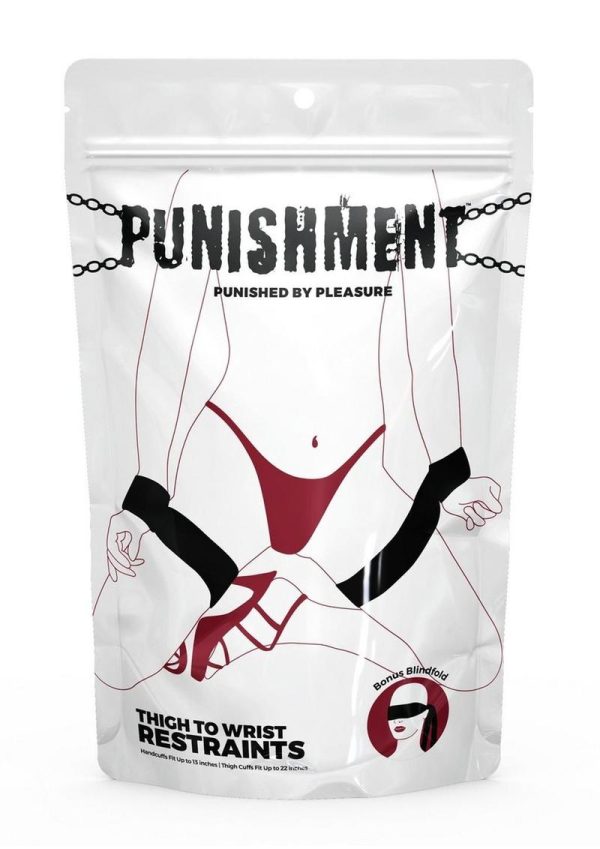 Punishment Thigh to Wrist Restraints - Black