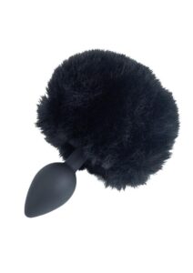 Punishment Bunny Tail Silicone Butt Plug - Black