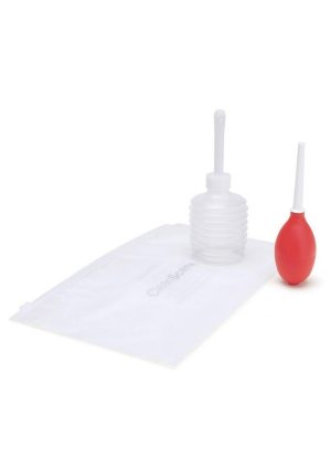 CleanScene Mini Travel Douche Set with One Way Valve (4 Piece) - Red/White