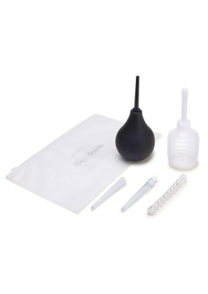 CleanScene Anal Douche Set with Flexible Tip Head (7 Piece) - Black/White