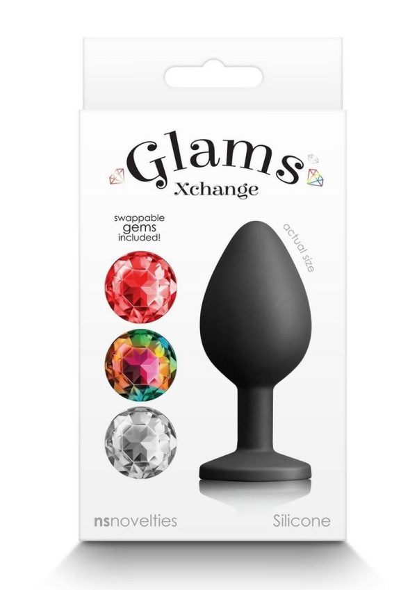 Glams Xchange Round Silicone Anal Plug - Medium - Black