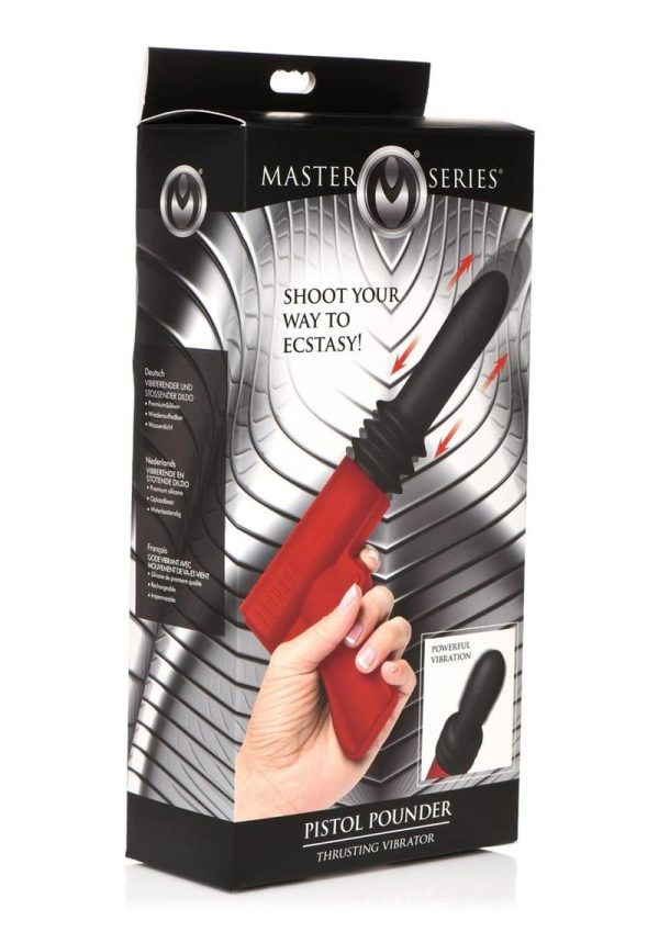 Master Series Thrusting Pistola Rechargeable Silicone Vibrator - Red/Black