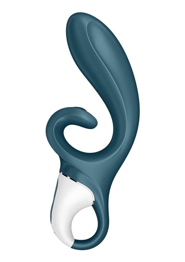 Satisfyer Hug Me Rechargeable Silicone Vibrator with Clitoral Stimulation - Grayblue