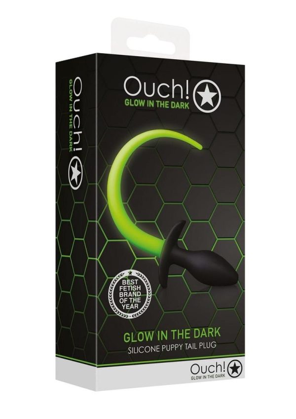 Ouch! Puppy Tail Silicone Plug Glow in the Dark - Green