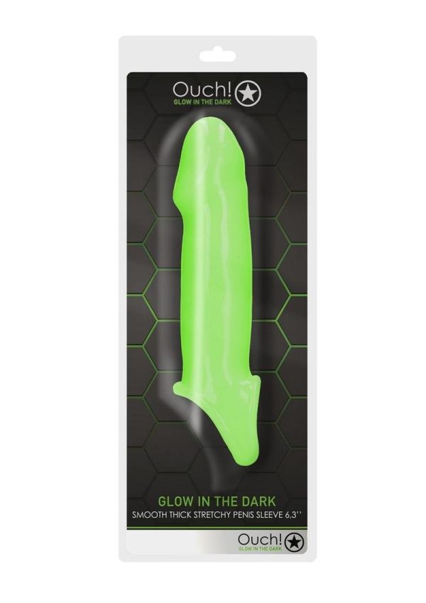 Ouch! Smooth Thick Stretchy Penis Sleeve Glow in the Dark - Green