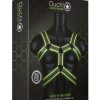 Ouch! Bonded Leather Body Harness Glow in the Dark - Small/Medium - Green