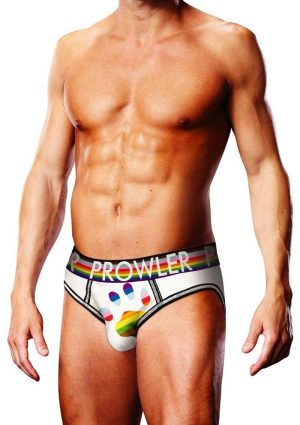 Prowler White Oversized Paw Open Brief - Medium - White/Rainbow