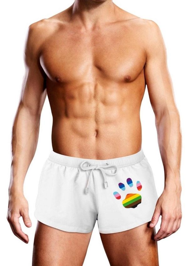 Prowler Oversized Paw Swimming Trunk - XLarge - White/Rainbow