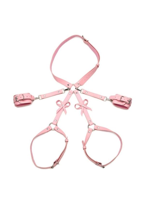 Strict Bondage Harness with Bows - Medium/Large - Pink