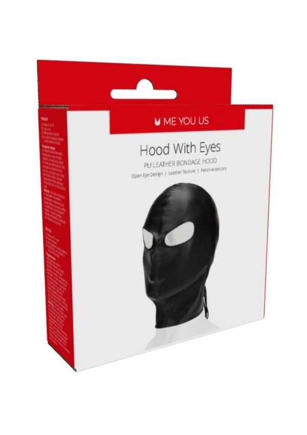 ME YOU US Hood with Eyes PU Leather Bondage Hood - Black