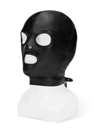 ME YOU US Hood with Eyes Nose Mouth PU Leather Bondage Hood - Black