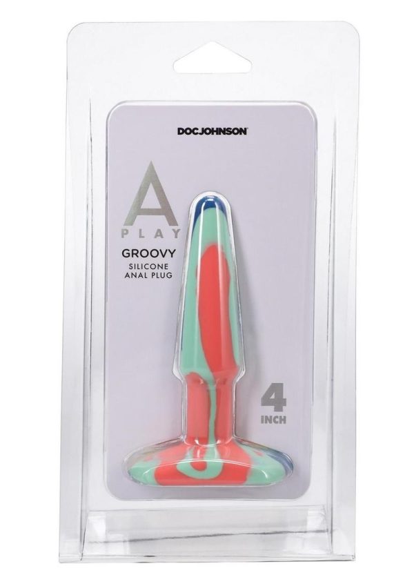 A-Play Groovy Silicone Anal Plug 4in - Orange/Teal