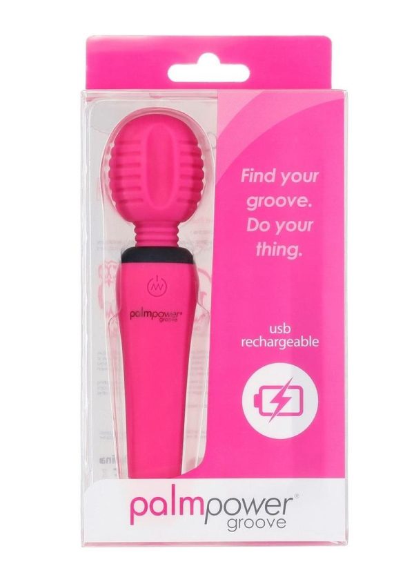 PalmPower Groove Mini Wand Rechargeable Silicone Massage Wand - Fuchsia