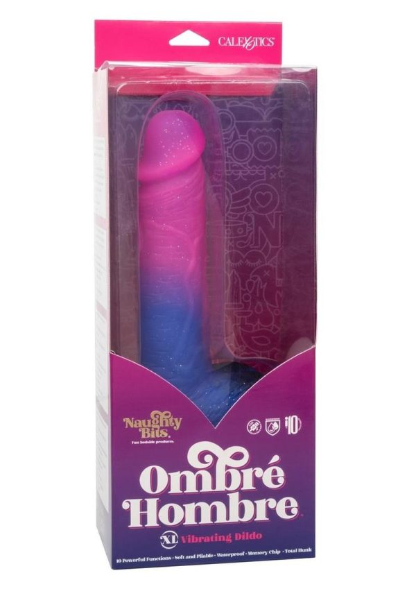 Naughty Bits Ombre Hombre XL Rechargeable Silicone Vibrating Dildo - Multicolor