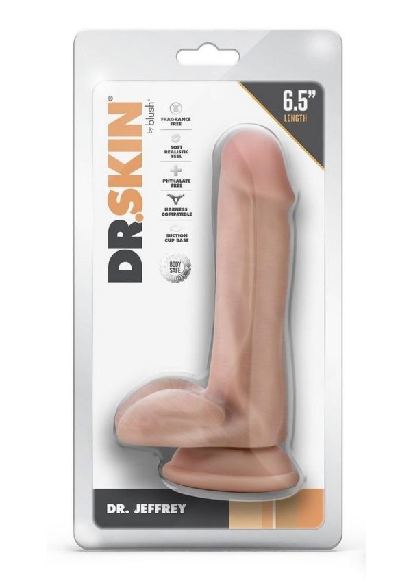 Dr. Skin Silver Collection Dr. Jeffrey Dildo with Balls and Suction Cup 6.5in - Vanilla