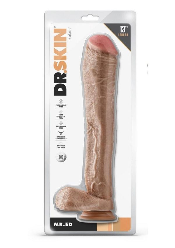 Dr. Skin Silver Collection Mr. Ed Dildo with Balls and Suction Cup 13in - Vanilla