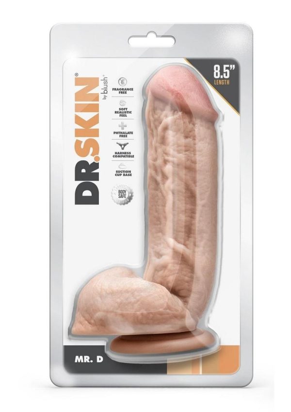 Dr. Skin Silver Collection Mr. D Dildo with Balls and Suction Cup 8.5in - Vanilla