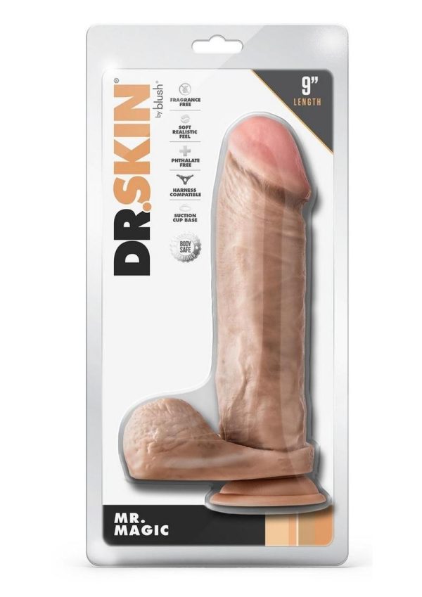 Dr. Skin Silver Collection Mr. Magic Dildo with Balls and Suction Cup 9in - Vanilla