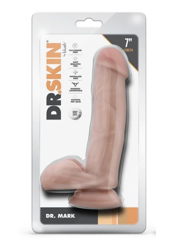 Dr. Skin Silver Collection Mr. Mark Dildo with Balls and Suction Cup 7in - Vanilla