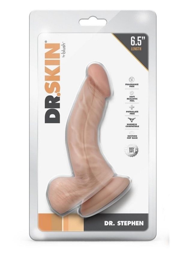 Dr. Skin Silver Collection Dr. Stephen Dildo with Balls and Suction Cup 6.5in - Vanilla