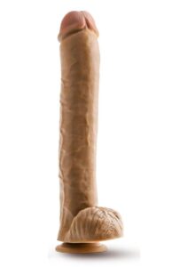 Dr. Skin Silver Collection Dr. Michael Dildo with Balls and Suction Cup 14in - Caramel