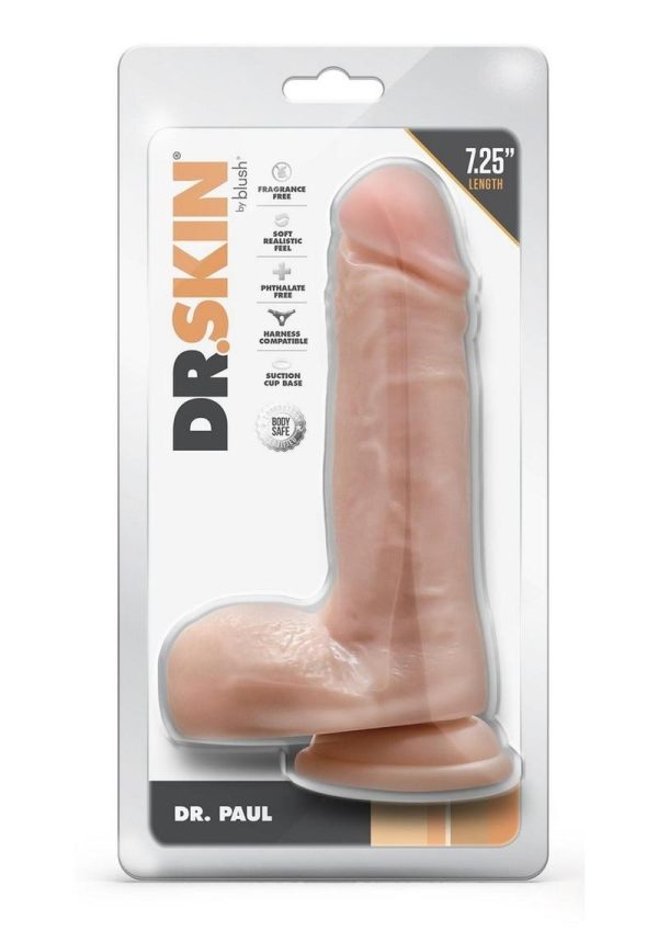 Dr. Skin Silver Collection Dr. Paul Dildo with Balls and Suction Cup 7.25in - Vanilla