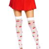 Leg Avenue Spandex Sheer Polka Dot Cherry Thigh Highs - O/S - White/Red