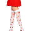 Leg Avenue Spandex Sheer Polka Dot Cherry Thigh Highs - O/S - White/Red