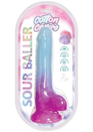 Cotton Candy Sour Baller Dildo 7in - Aqua/Purple