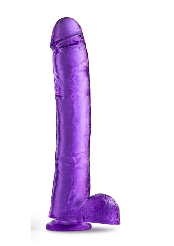 B Yours Plus Hefty N` Hung Realistic Dildo with Suction Cup - Purple