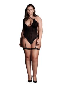 Le Desir Shade Metis XVI Body with Garter and Crossed Neckline - Queen - Black