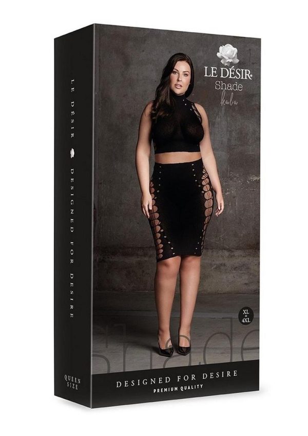 Crop Top and Skirt - Queen - Black