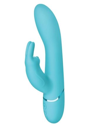 Love Distance Receive App Controlled Silicone Rechargeable Rabbit Vibrator - Teal